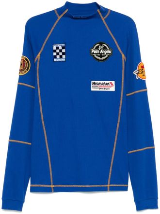Palm Angels x Moncler T-shirt met patch - Blauw