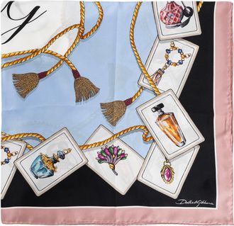 Dolce & Gabbana Silky Scarves, female, Multicolor, Size: ONE SIZE Jewelry-print Silk Twill Foulard