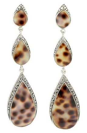 Samuel B. Sterling Silver Cowrie Shell Pear Drop Earrings in Tortoiseshell Multi at Nordstrom Rack