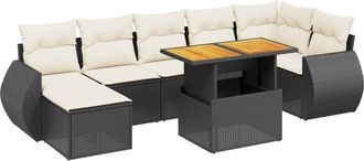 vidaXL Set De Sof&aacute;s De Jard&iacute;n 8 Piezas Y Cojines Rat&aacute;n Sint&eacute;tico Negro Vidaxl