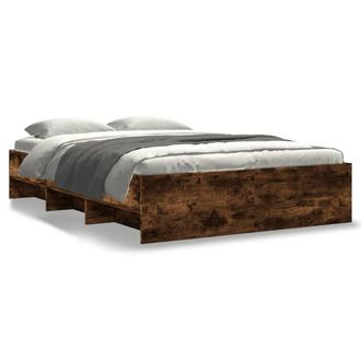 Berkfield Home Bed Frame Frame Smoked Oak 120x190 cm Small Double Wood in Brown