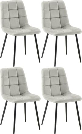 Clp Set de 4 sillas con patas de metal y asiento en terciopelo gris