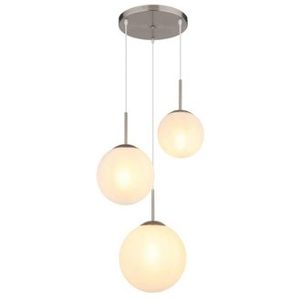 Netlighting Kop Cluster Pendant Nickel Balls Alabaster Optic Glass Shade 3x E27 in Grey