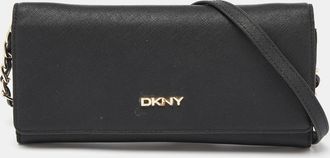 DKNY Dkny Black Leather And Leather Wallet On Chain