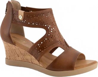 Andrea Womens T-Bar Wedge Sandals In Brown