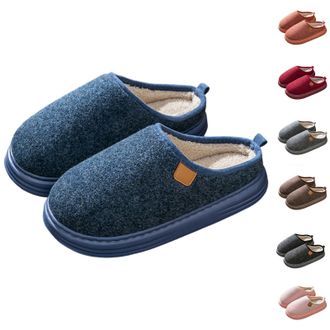 Generic Slippers Men Womens Slippers Cozy Couples for Outdoor Wear with Thick Foamy Soles Soft Ankle with Anti-Slip Faux Indoor Outdoor Comfort Boots Womens C