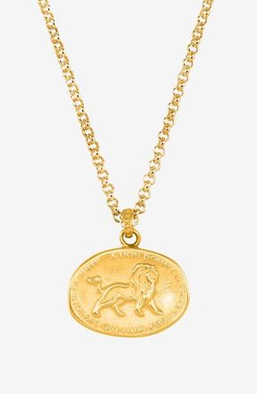 Dower & Hall Mens Inspiring Lion Talisman Necklace in Yellow Gold Vermeil at Nordstrom, Size 22