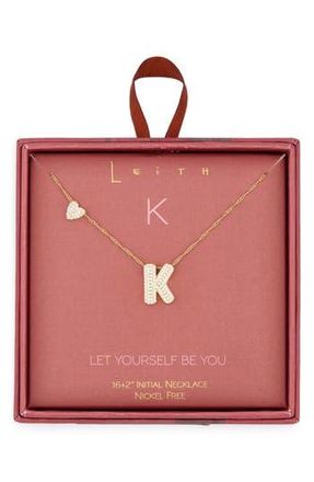 Leith Cubic Zirconia Heart & Bubble Initial Pendant Necklace in K- Clear- Gold at Nordstrom Rack
