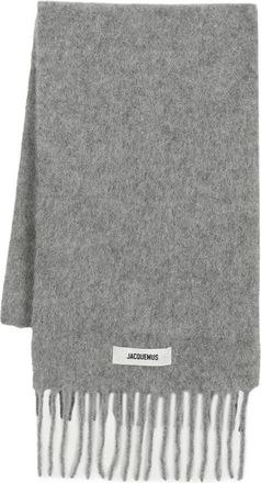Jacquemus Womens Lecharpe Carro Scarf Gray Wool