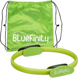 Relaxdays Bluefinity Aro Pilates Con Ejercicios, Agarraderas, Acolchado, Anillo Resistencia, Yoga, Fibra Vidrio, &Oslash; 37cm, Verde