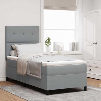 vidaXL Cama Tipo Box Spring Con Tiras Led Gris Claro 90 X 190 Cm Tela Vidaxl