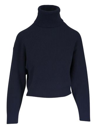 Brunello Cucinelli roll-neck ribbed sweater - women - Wool/Cashmere/Silk - M - Blue