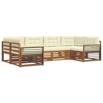 vidaXL Conjunto De Sof&aacute;s De Exterior Con Coj&iacute;n 6 Pcs Natural Y Crema Vidaxl