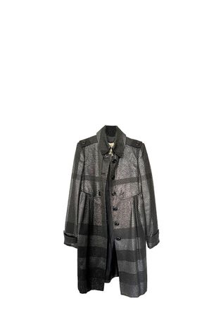 Burberry Black Lurex Woven Trench Coat Size XS