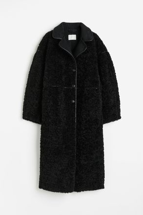 H&M Mantel aus Teddyfleece - Schwarz