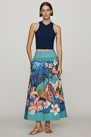 Farm Rio Garden of Life 100% Cotton Maxi Skirt