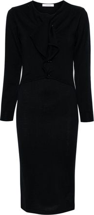 Christophe Lemaire ribbed-knit cardigan dress - women - Wool/Acrylic - M - Blue