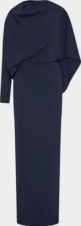 Rachel Gilbert Amaris Long-Sleeve Capelet Column Gown