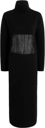Khaite Fringed Turtleneck Midi Jurk - Dames - Kleedjes - Zwart - M - Kleedjes