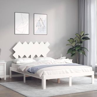 Berkfield Home Beautiful Bed Frame with Headboard White 120x200 cm Solid Wood