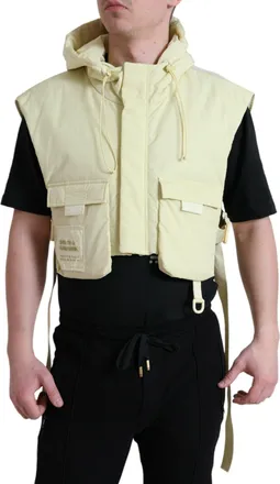 Dolce & Gabbana Yellow Nylon Hooded Sportswear Vest Mens Jacket