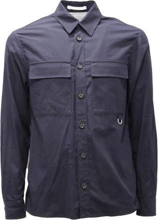 Paolo Pecora Blauw overhemd met voor- en zijzakken - Heren - Casual Overhemden - Blauw - S - Overhemden