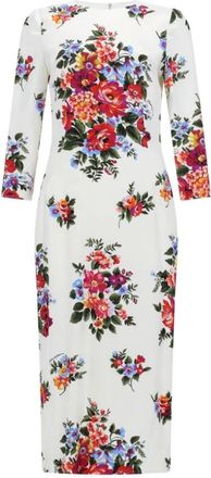 Dolce & Gabbana Floral Print Long Sleeve Midi Dress - Dames - Casual kleedjes - Veelkleurig - L - Kleedjes