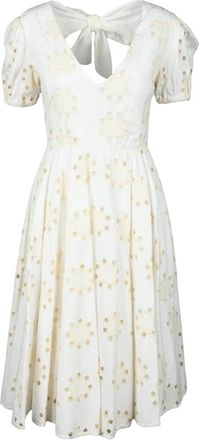 Giulia N Couture Abito in Sangallo - Dames - Casual kleedjes - Wit - XS - Katoen - Kleedjes