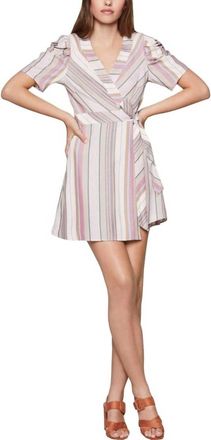 BCBGeneration Striped Wrap Mini Dress In Pink Multi