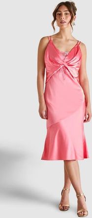 Coast Lace Insert Satin Fitted Dress in Peach at Nordstrom, Size 10