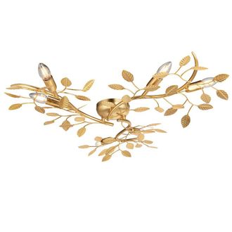 Loops Gold Leaf Flush Ceiling Light - 6 Bulb Decorative Fitting - Low Profile Lighting