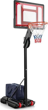 Costway Costway - Canasta Baloncesto Exteior, Altura Ajustable De 10 Nivles, 1,55 A 3,1m, M&oacute;vil Con Ruedas, Aro De Baloncesto Con Bolsa De Peso Ni&ntilde;os Adultos,