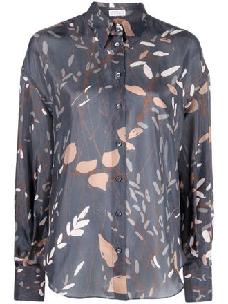 Brunello Cucinelli Camicia con stampa - Blu