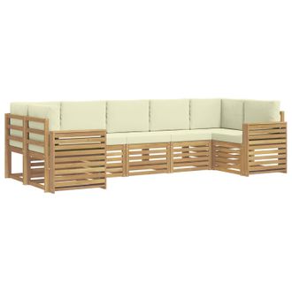 vidaXL Conjunto De Sof&aacute;s De Exterior 7 Uds. Blanco Y Crema Poli&eacute;ster Vidaxl