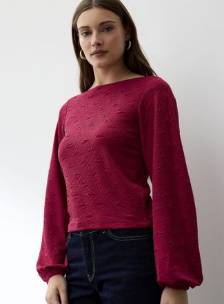 Icone Womens 3D texture puff-sleeve T-shirt