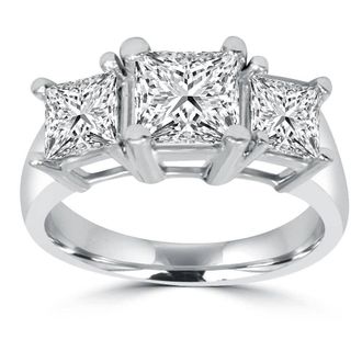 Pompeii3 2ct Three Stone Princess Cut Diamond Engagement Ring 14K Gold Lab Grown Size Selectable