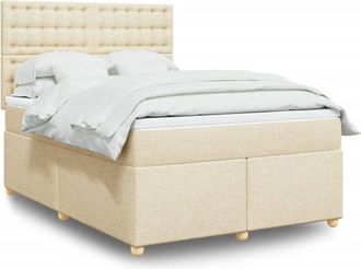 vidaXL Vidaxl - Cama Box Spring Con Colch&oacute;n Tela Color Crema 140x200 Cm