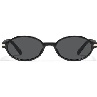 Quay Nevermind 54mm Round Sunglasses in Black/Smoke at Nordstrom