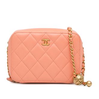 Chanel Peach CC Quilted Lambskin Pearl Crush Camera Bag