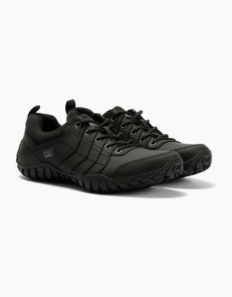 CAT Mens Caterpillar Instruct Suede Mens Black Lace-Up Shoes - Size: 12