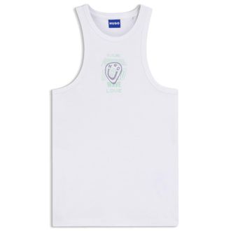 HUGO BOSS Ribbed-cotton tank top with logo artwork