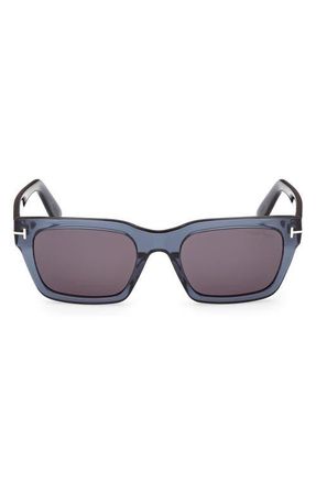 Tom Ford Andy 53mm Square Sunglasses in Transparent Navy Blue/Smoke at Nordstrom