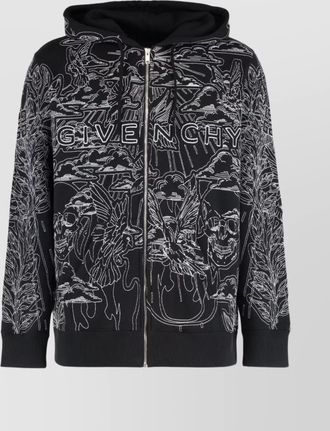 Givenchy zip-up hoodie with ribbed edges and pockets