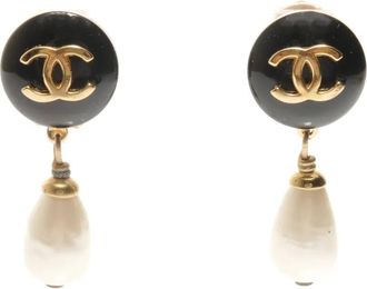 Chanel 1995 pearl-drop clip-on earrings - Goud
