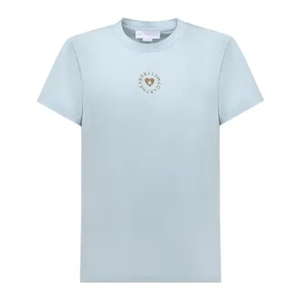 Stella McCartney Stella McCartney, T-Shirts, female, Blue, Size: XS Iconic Mini Heart T-Shirt