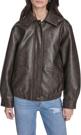 Levi's Relaxed Faux Leather Bomber Jacket in Brown at Nordstrom, Size X-Large