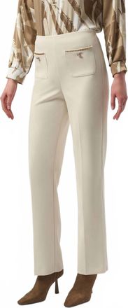 Joseph Ribkoff Chain Detail Pull On Straight Leg Pants In Birch