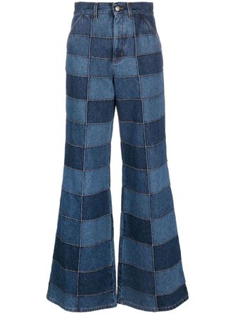 Chlo&eacute; patchwork wide-leg jeans - Blue