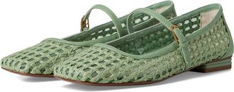 Franco Sarto Tinsley Mary Jane Flats Womens Flat Shoes Aloe Green Woven Fabric : 9.5 M, Leather/Rubber