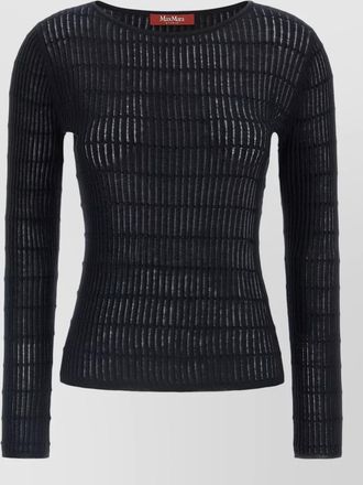 Max Mara silk wool ribbed boat neck long-sleeve sweater